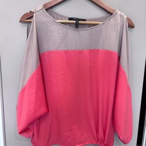 BCBG Max Azira Suzie Colorblock Coral and Gray Women's Top size small